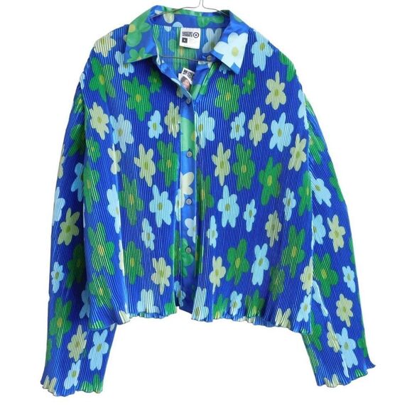 NWT Sammy B Flower Power Pleated Blouse XL - Picture 1 of 4